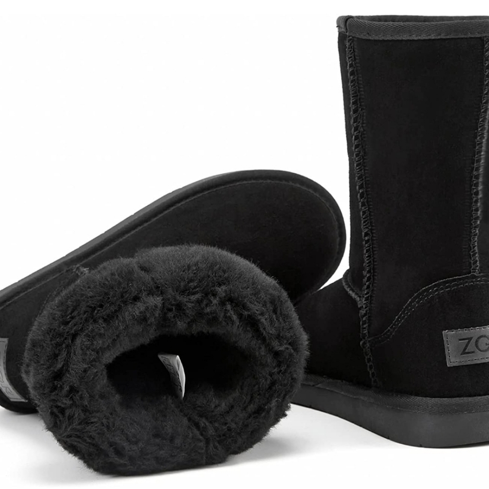 Women's Classics Winter Snow Boots Cow Suede Leather Mid-Calf Fur Lined Warm